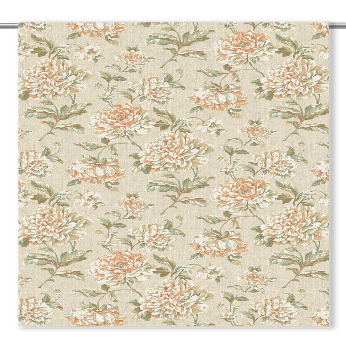 'Angelic Delight' Fabric by the Yard (Beige/ Pastel Orange/ Olive Green)