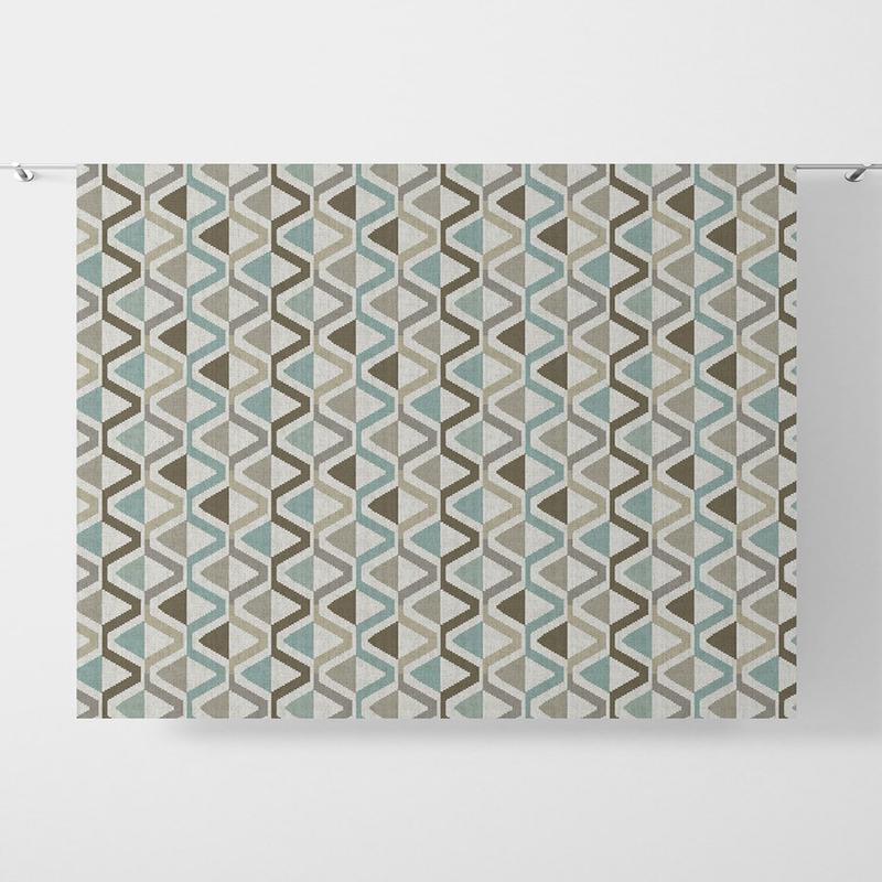 'Isle Sea' Fabric by the Metre (Brown/ Green/ Grey)