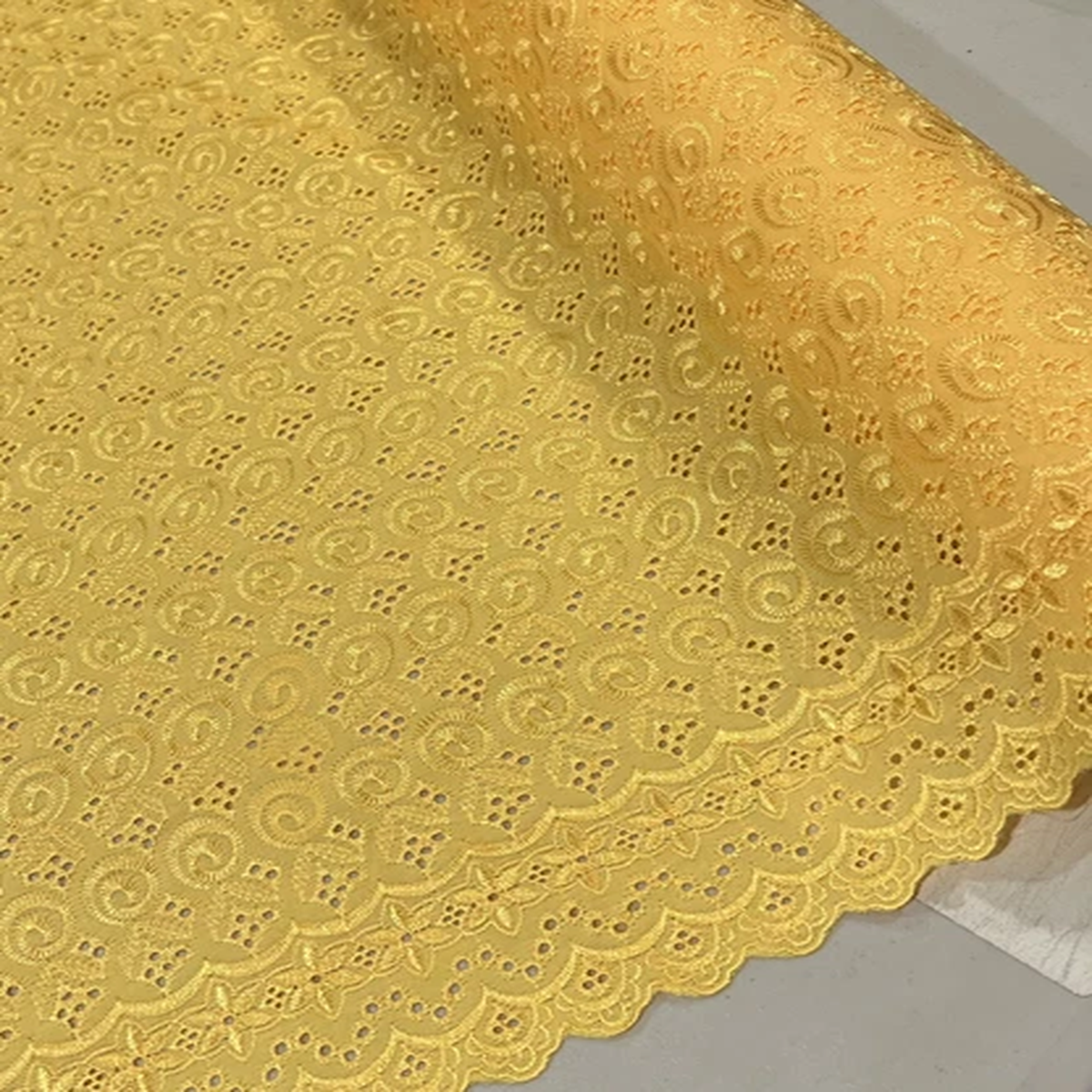 YELLOW Cotton Eyelet Embroidery fabric 44 Width Sold By The Yard