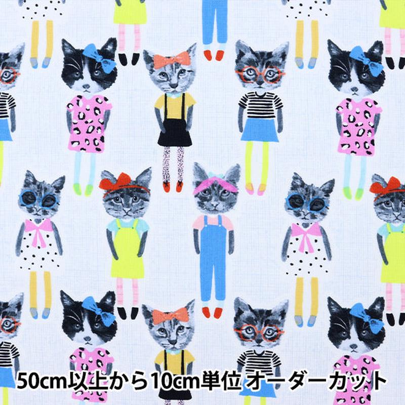 [From quantity 5] Fabric "Inkjet print cat CAT-C8331" USA cotton