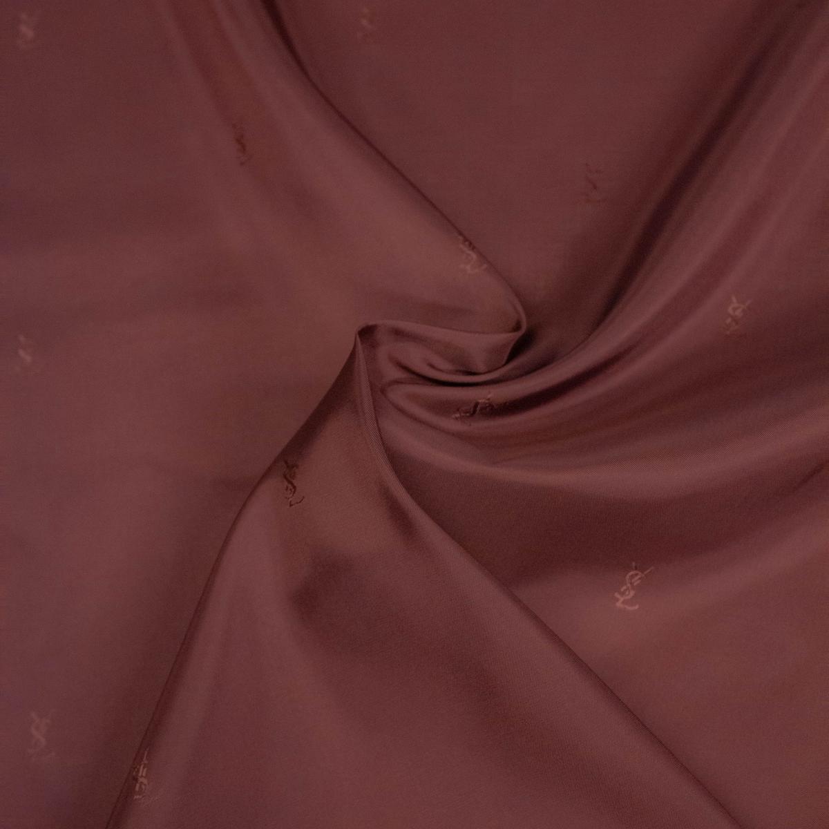 Yves Rust Brown Monogram Viscose Lining Fabric
