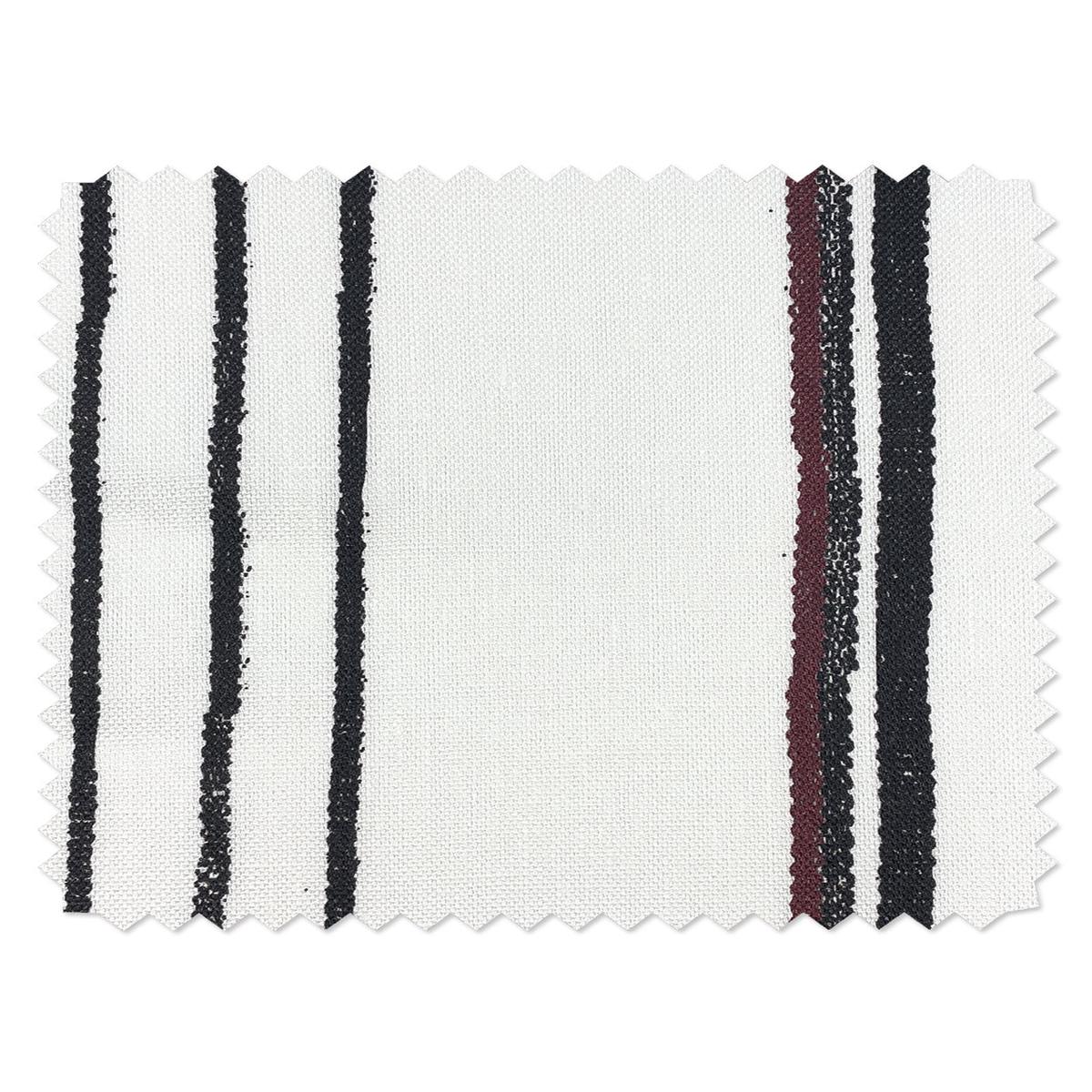 'Two Tone Stripe' Linen Fabric by Nathan Turner - Black & Burgundy