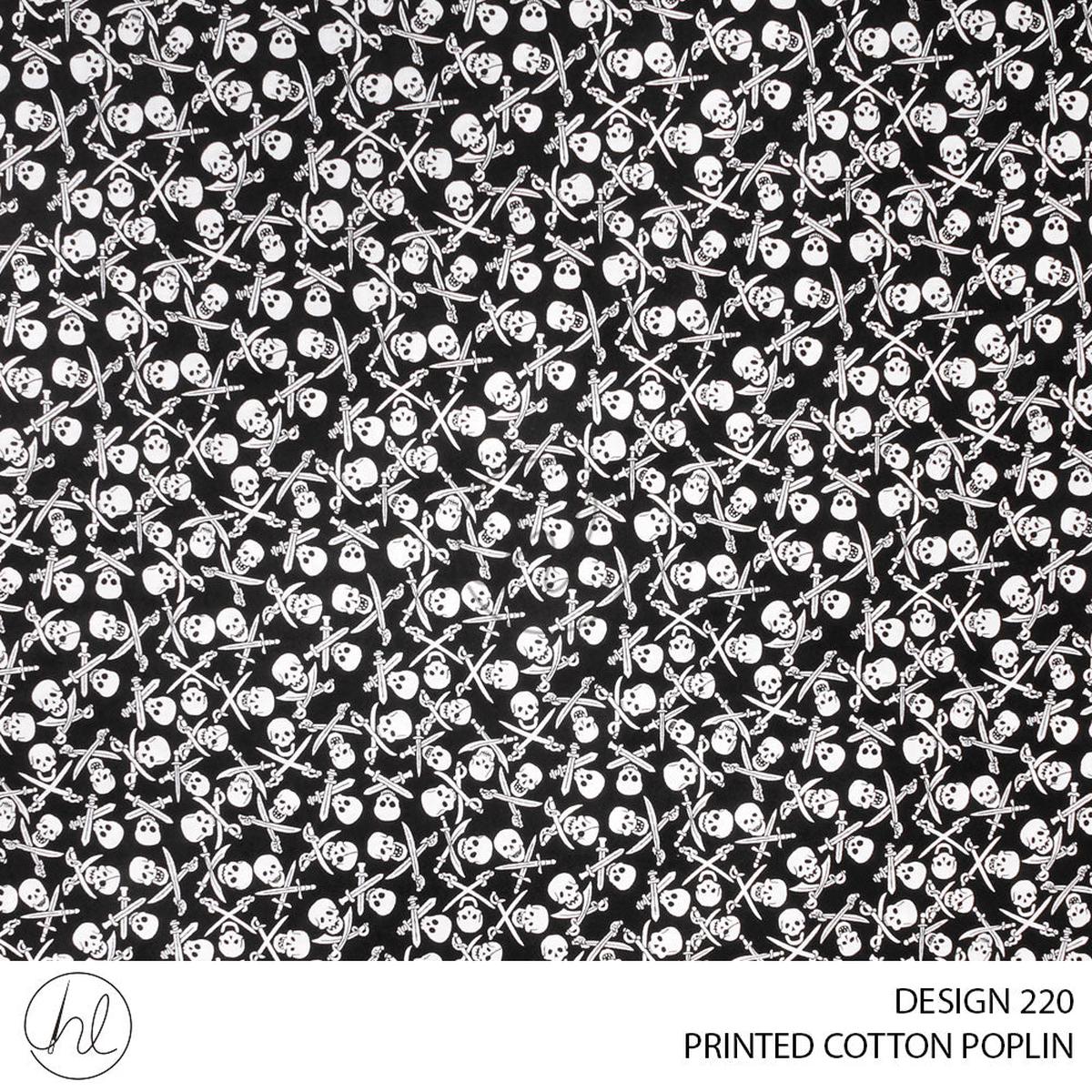 PRINTED COTTON POPLIN 51 BLACK 145CM PER M