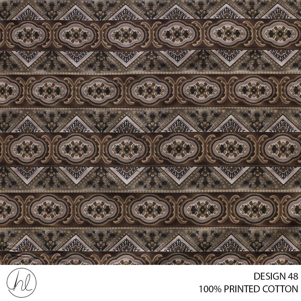 100% PRINTED COTTON 3408 BROWN 110CM PER M