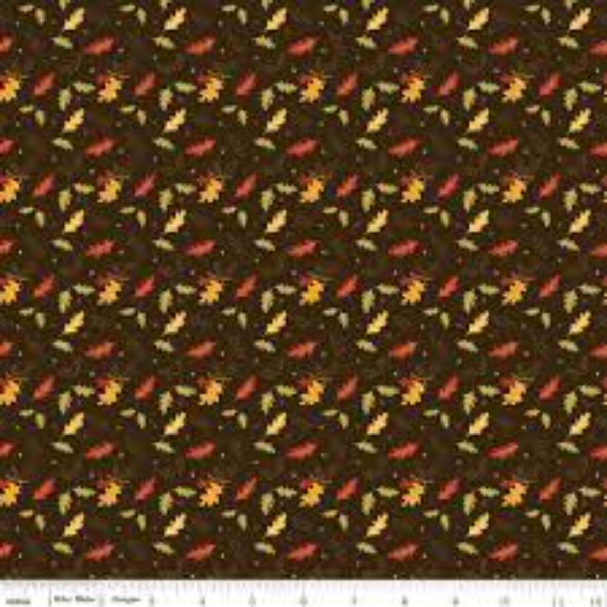Awesome Autumn Leaves Raisin Cotton Fabric