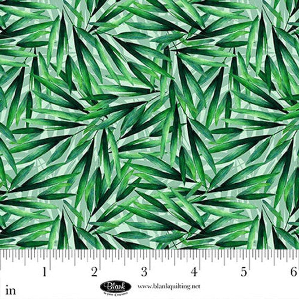 Panda Paradise Digital Foliage Emerald Cotton Fabric - 1 yard