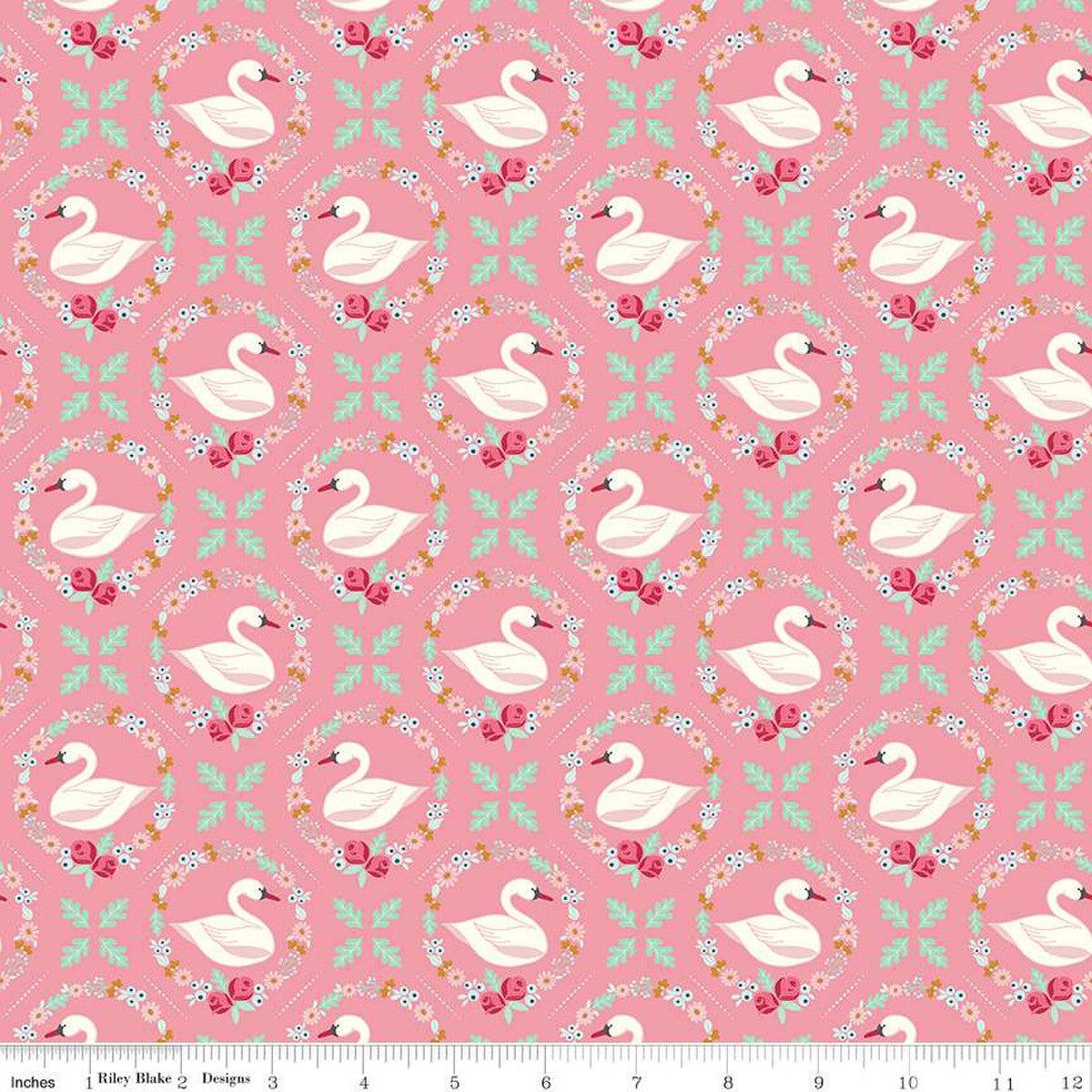 Swan Serenade Odette Peony Cotton Fabric - 1 yard