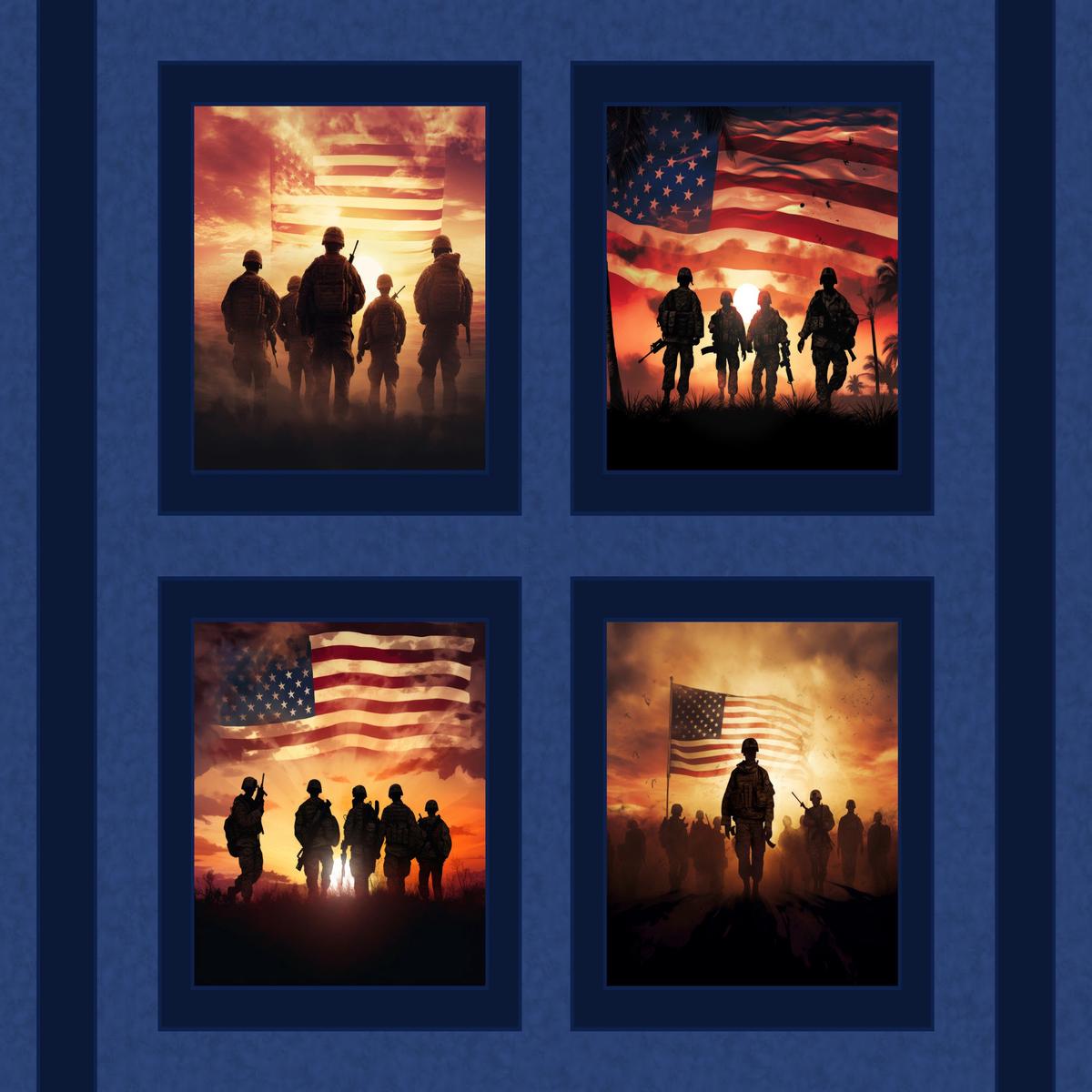 American Soldier Pillow Panel Cotton Fabric - 1 yard