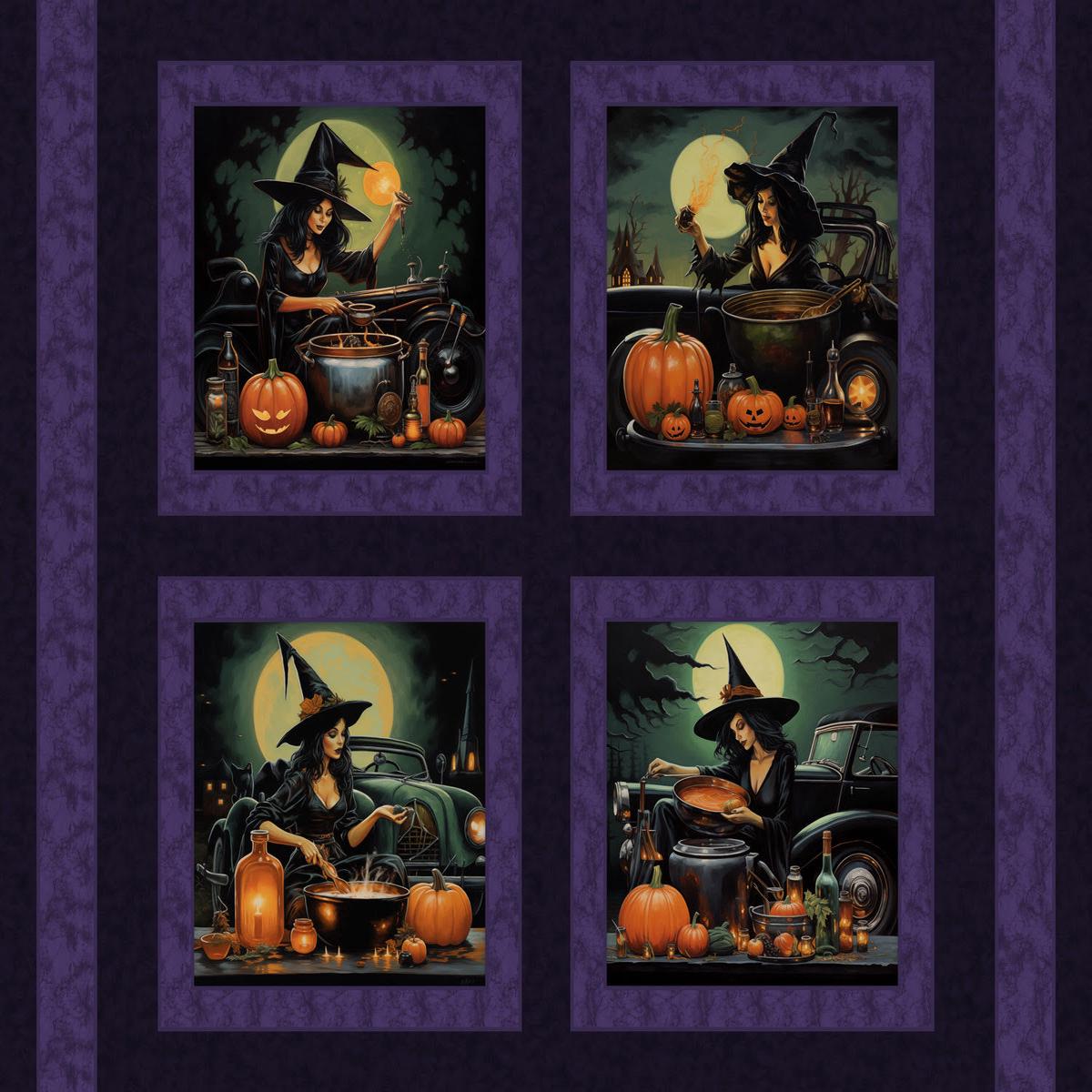 Witches Brew Pillow Panel Cotton Fabric - 1 yard
