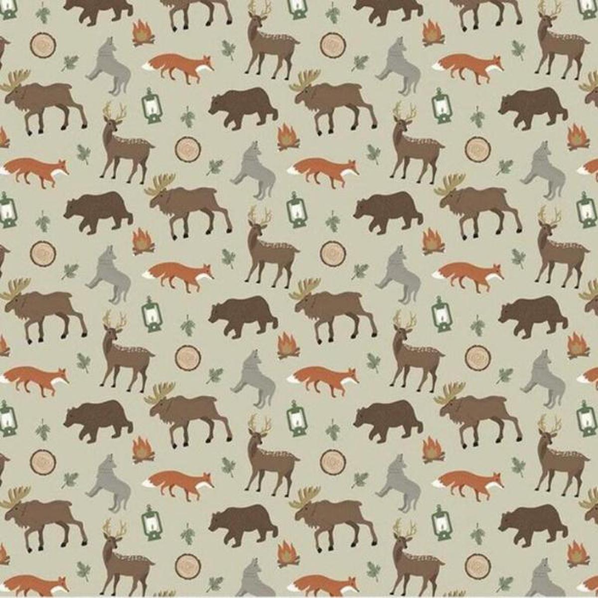 Adventure is Calling "Khaki" Cotton Fabric