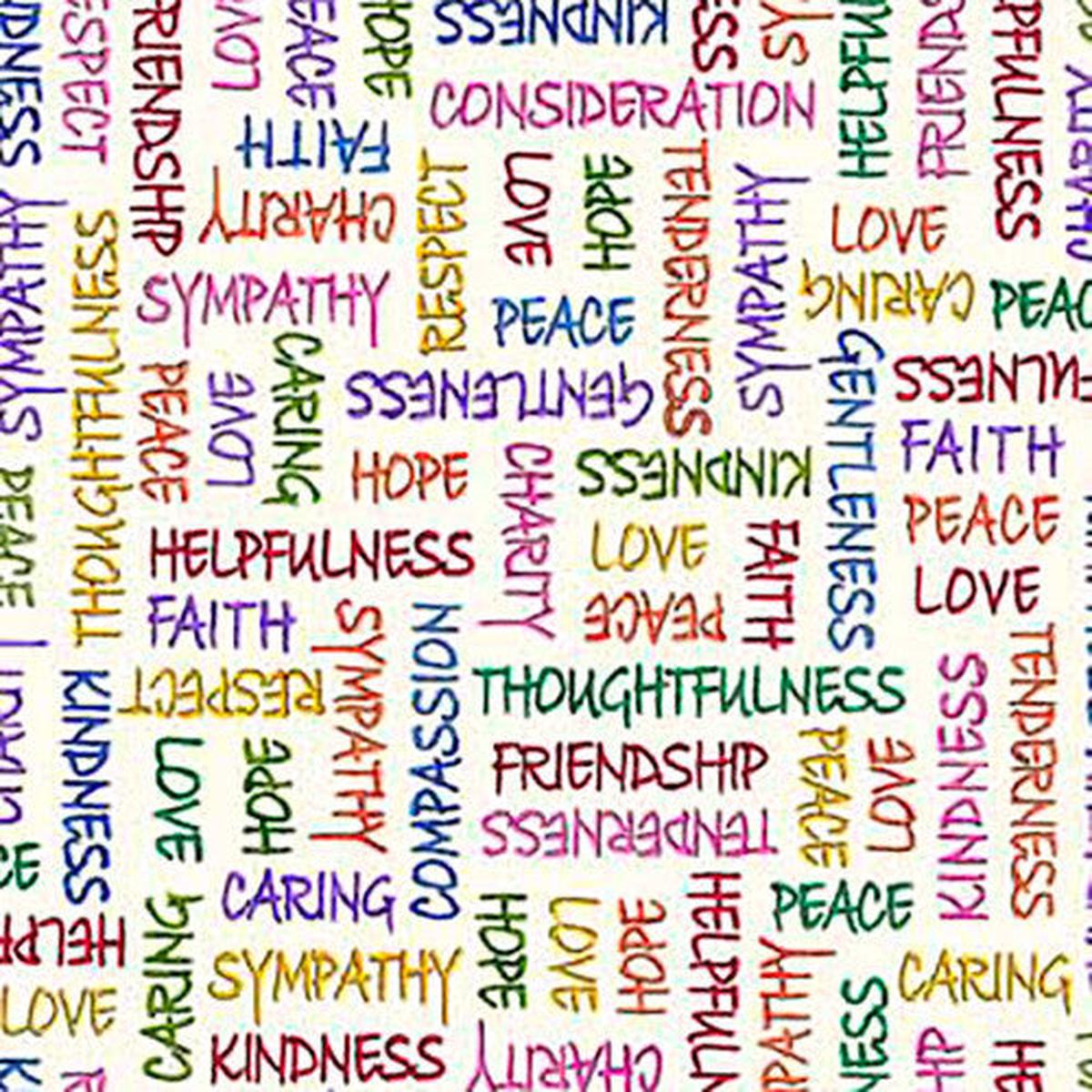 Be the Change Inspirational Cream Cotton Fabric - 1 yard