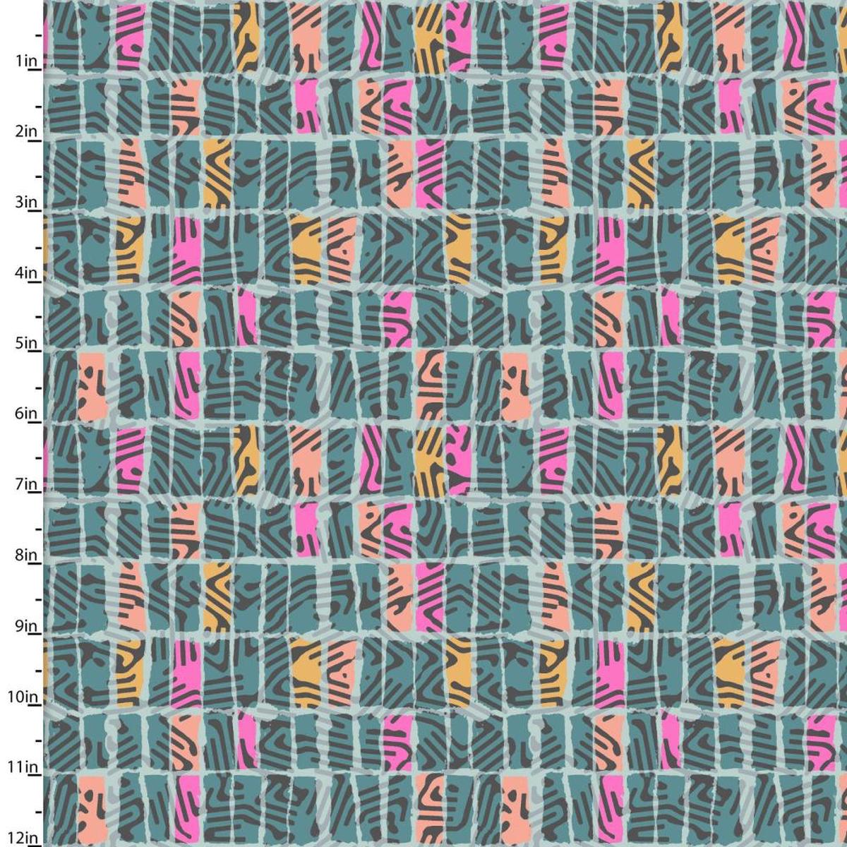 Zebra Dazzle Funky Geo Turquoise Cotton Fabric - 1 Yard