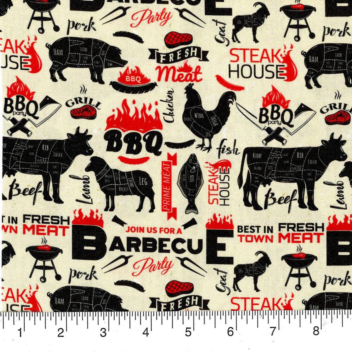 BBQ Allover Cotton Fabric - 1 Yard