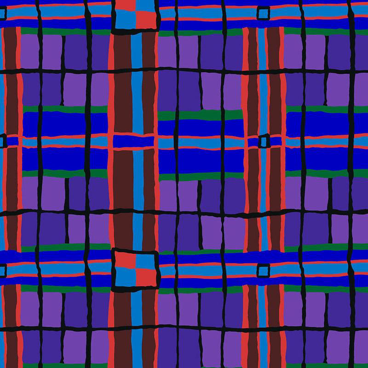 Checkmate Blue Brandon Mably February 2024 Kaffe Fassett Collective Free Spirit Cotton Fabric FS-PWBM086Blue