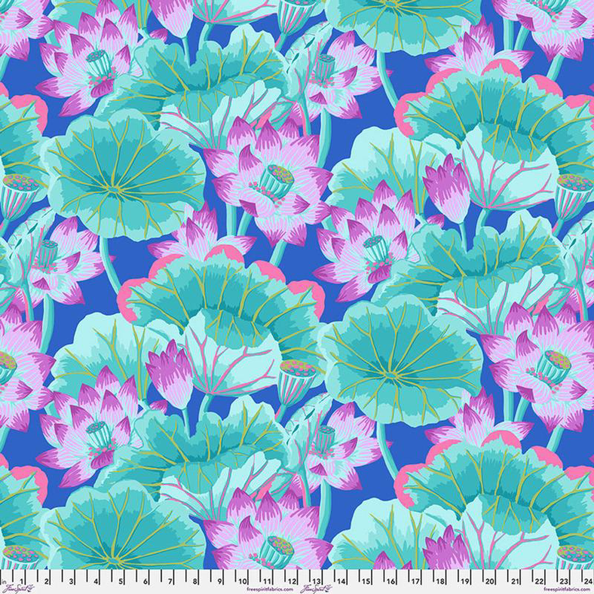 Lake Blossoms Turquoise August 2025 Kaffe Fassett Collective Free Spirit Cotton Fabric FS-PWGP093TURQUOISE