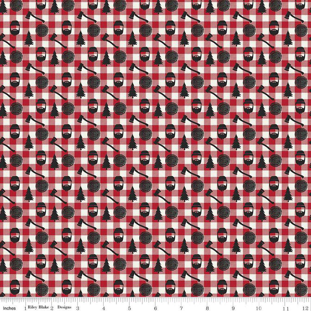Woodsman Lumberjack Plaid Red Cotton Fabric - 1 yard