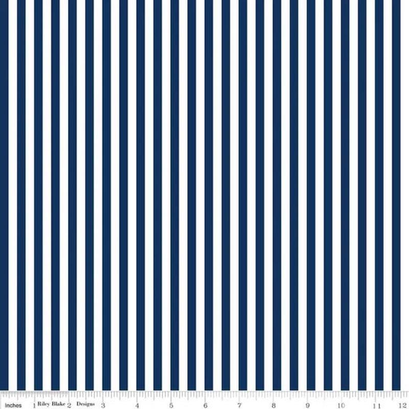 1/4" Stripes Navy Blue Riley Blake Designs Cotton Fabric RB-C555-Navy