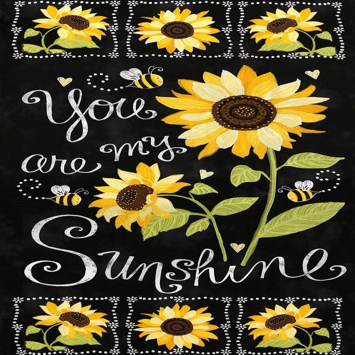 You are my Sunshine 248243 Panel Sunflowers and bees Timeless Treasures Cotton Fabric TT-C5344 Gail