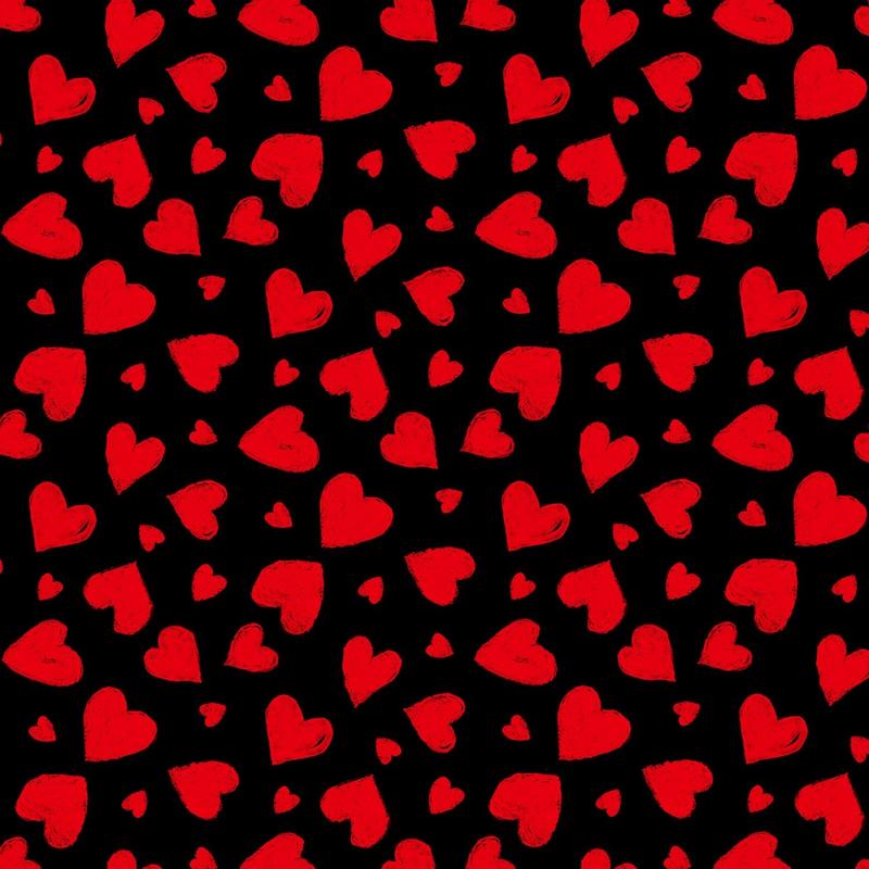 You Make My Heart Happy Gail Cadden Red Chalk Hearts Black Timeless Treasures Cotton Fabric