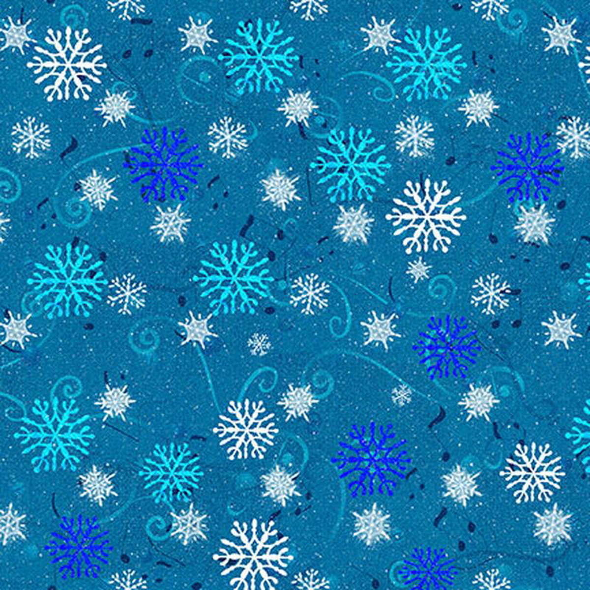 12 Days of Christmas Snowflakes Cyan Sue Ellen Brown Studio E Cotton Fabric