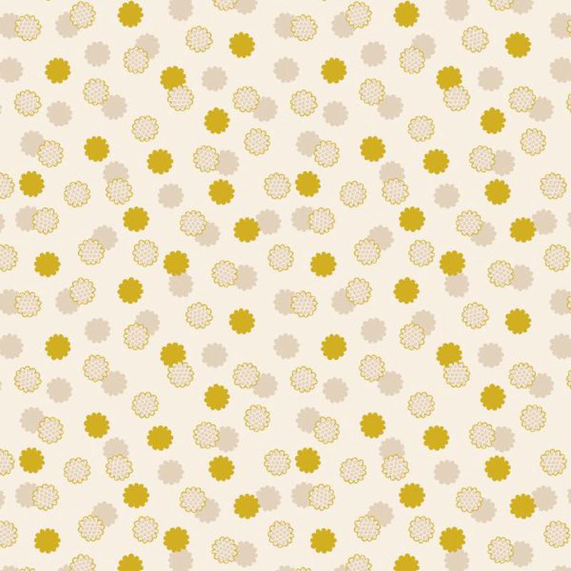 Year of the Dragon Cosmos Cream Gold Metallic Lewis & Irene Cotton Fabric