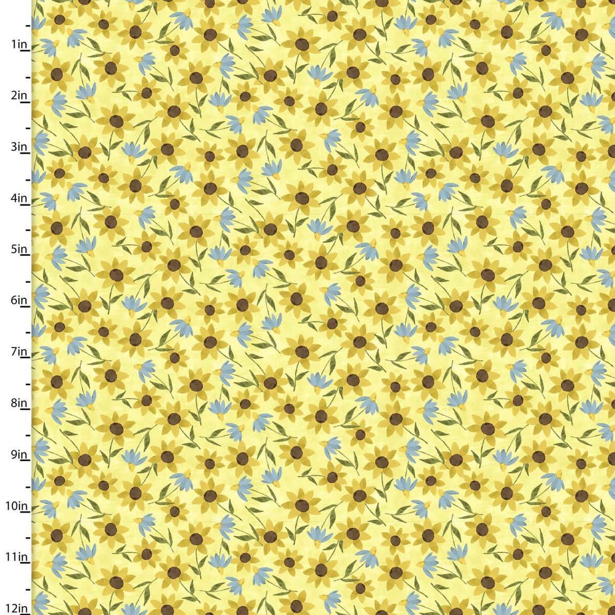 You Light My Way Gnome Daisy Tosss Yellow Deane Beesley 3 Wishes Cotton Fabric 1