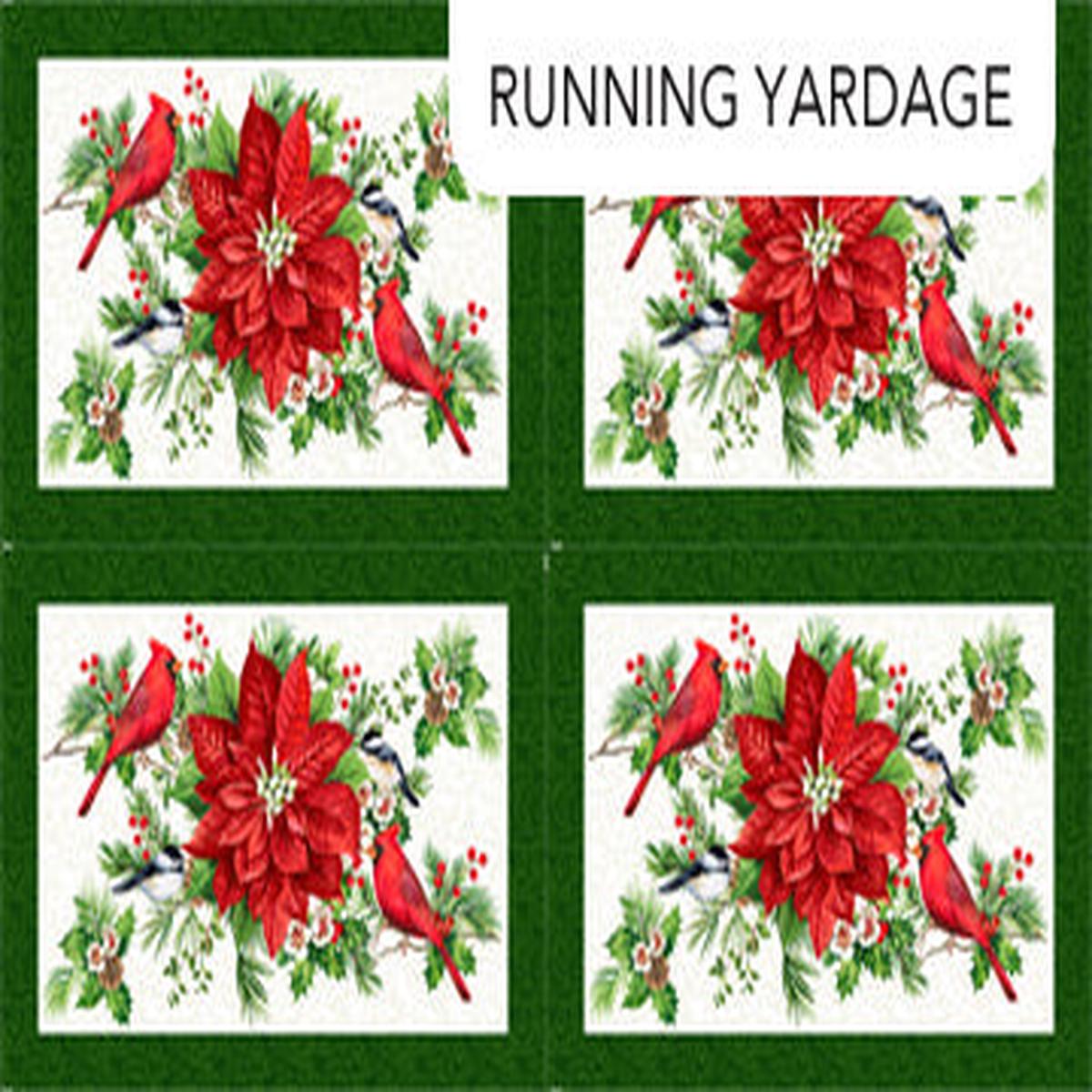 Yuletide Traditions Placemat Panel 24" White Deborah Edwards Northcott Cotton Fabric 1
