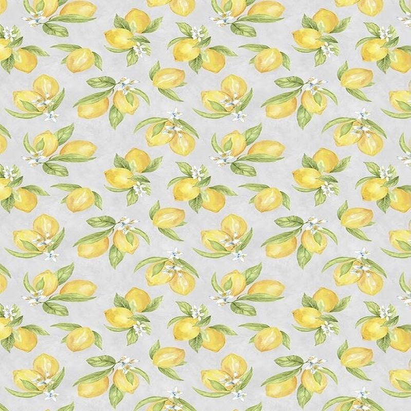 Zest Life Lemon Toss Grey Cynthia Coulter Wilmington Prints Cotton Fabric WP-3063-19155-957 1