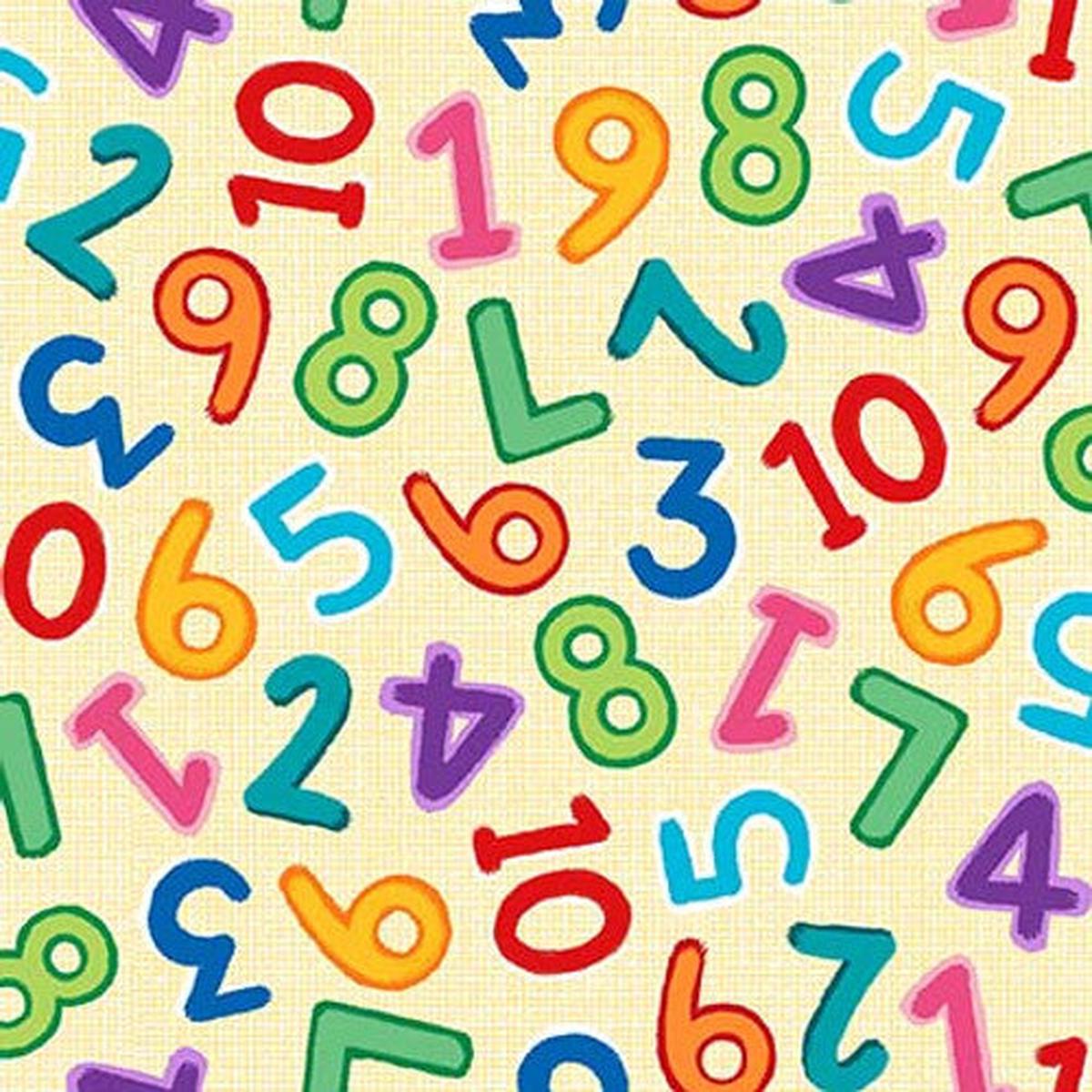 Zoo Crew Tossed Numbers Butter Yellow Lindsey Sagar Blank Quilting Cotton Fabric 1