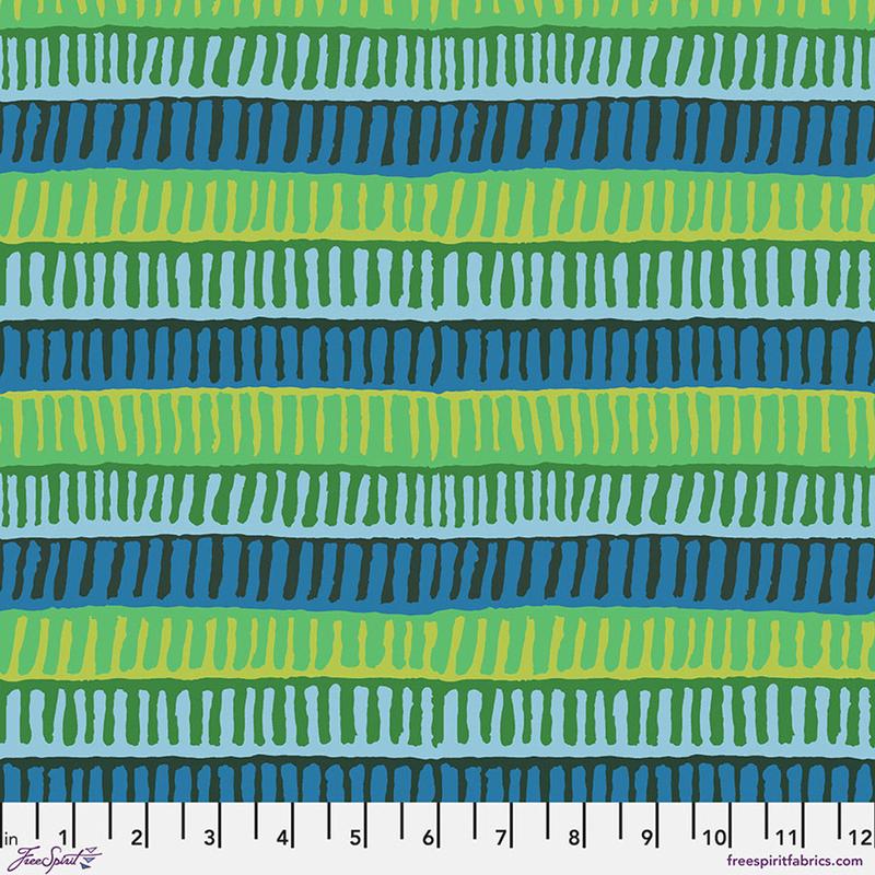 Zipper Stripe Green Brandon Mably August 2025 Kaffe Fassett Collective Free Spirit Cotton Fabric FS-PWBM103.GREEN 1