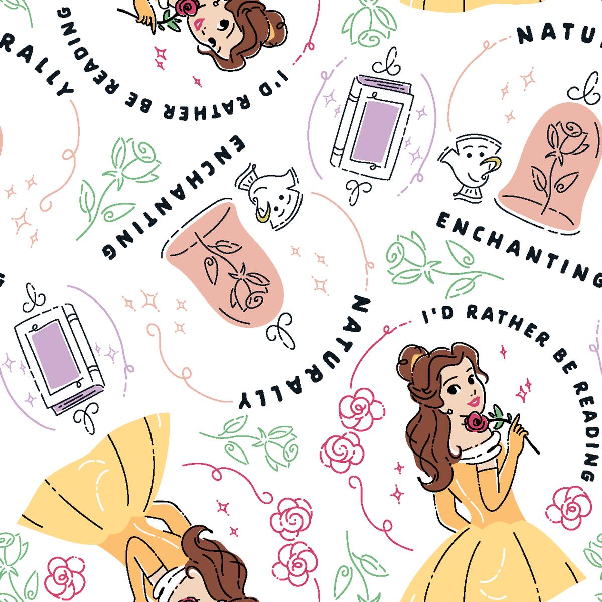 Disney Beauty and the Beast Chip & Charm Fabric