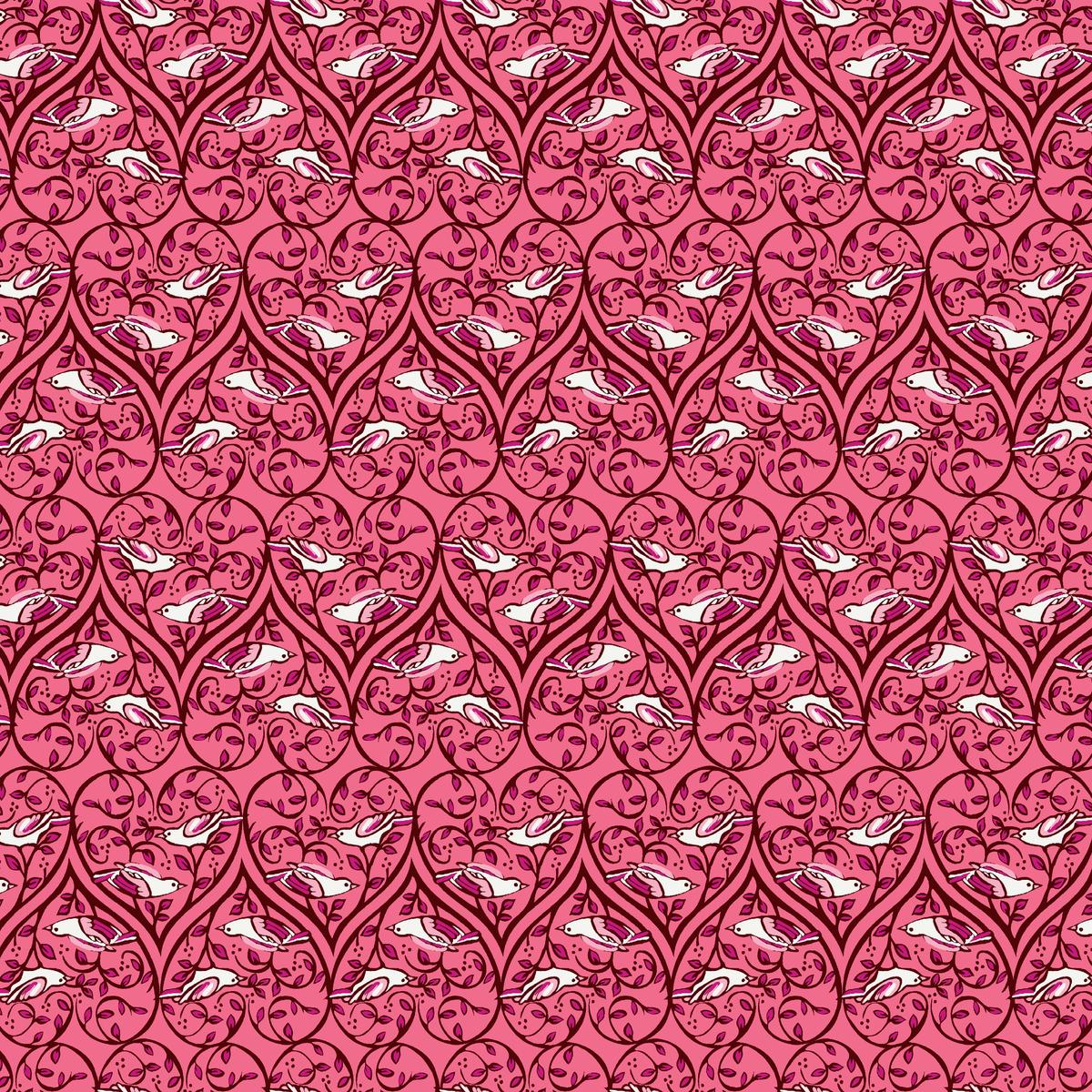 Lovebirds on Blushy Fabric