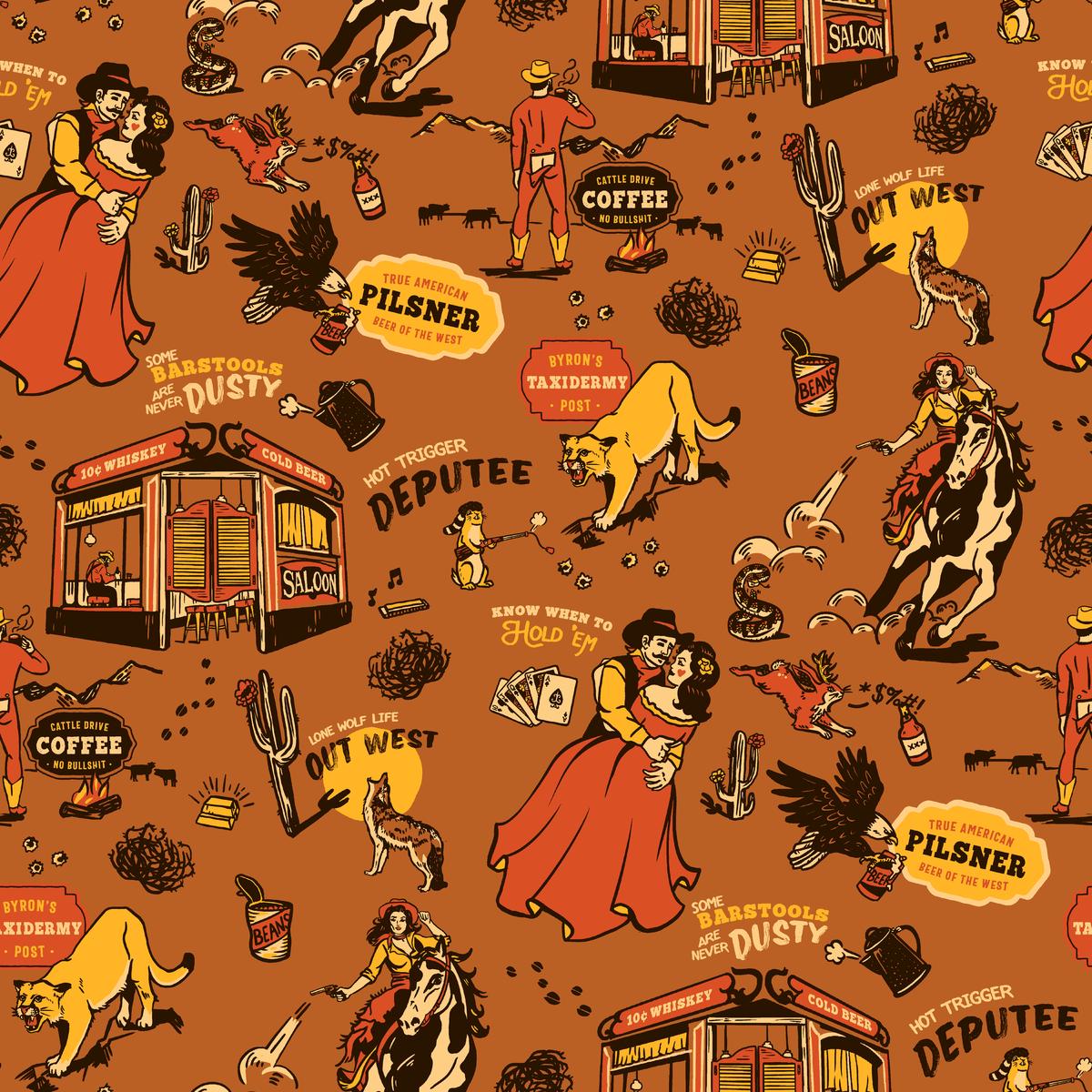 Whiskey Ginger Lone Wolf Brown Fabric
