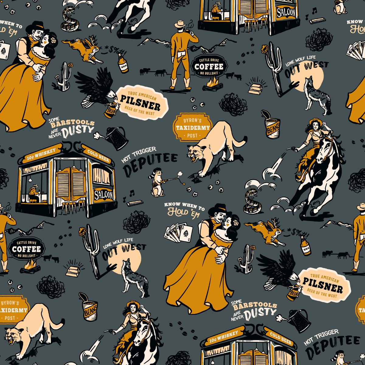 Whiskey Ginger Lone Wolf Gray Fabric