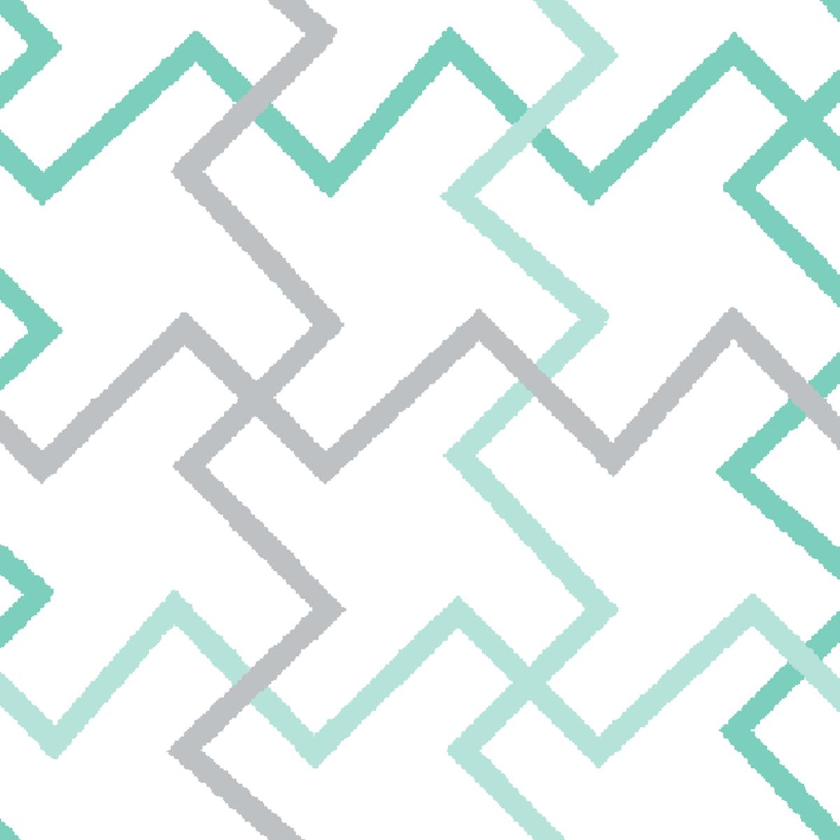 Zigzag Lattice on Aqua & Gray Fabric