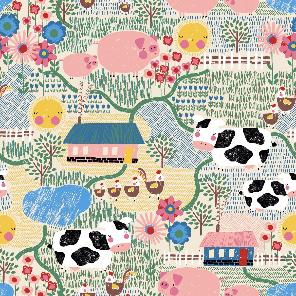 Barnyard Friends - Playful Farm Fabric