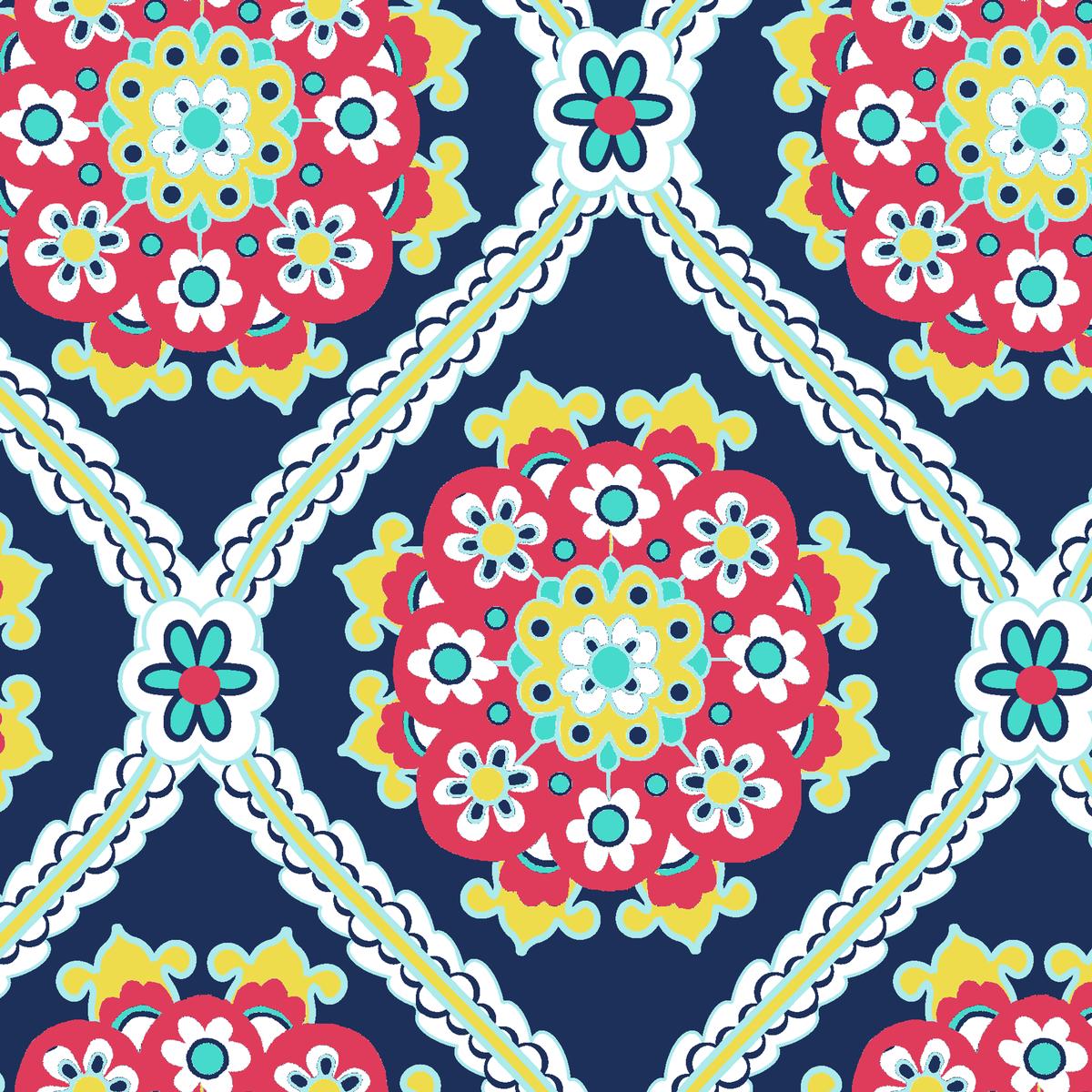 Amity on Navy Fabric