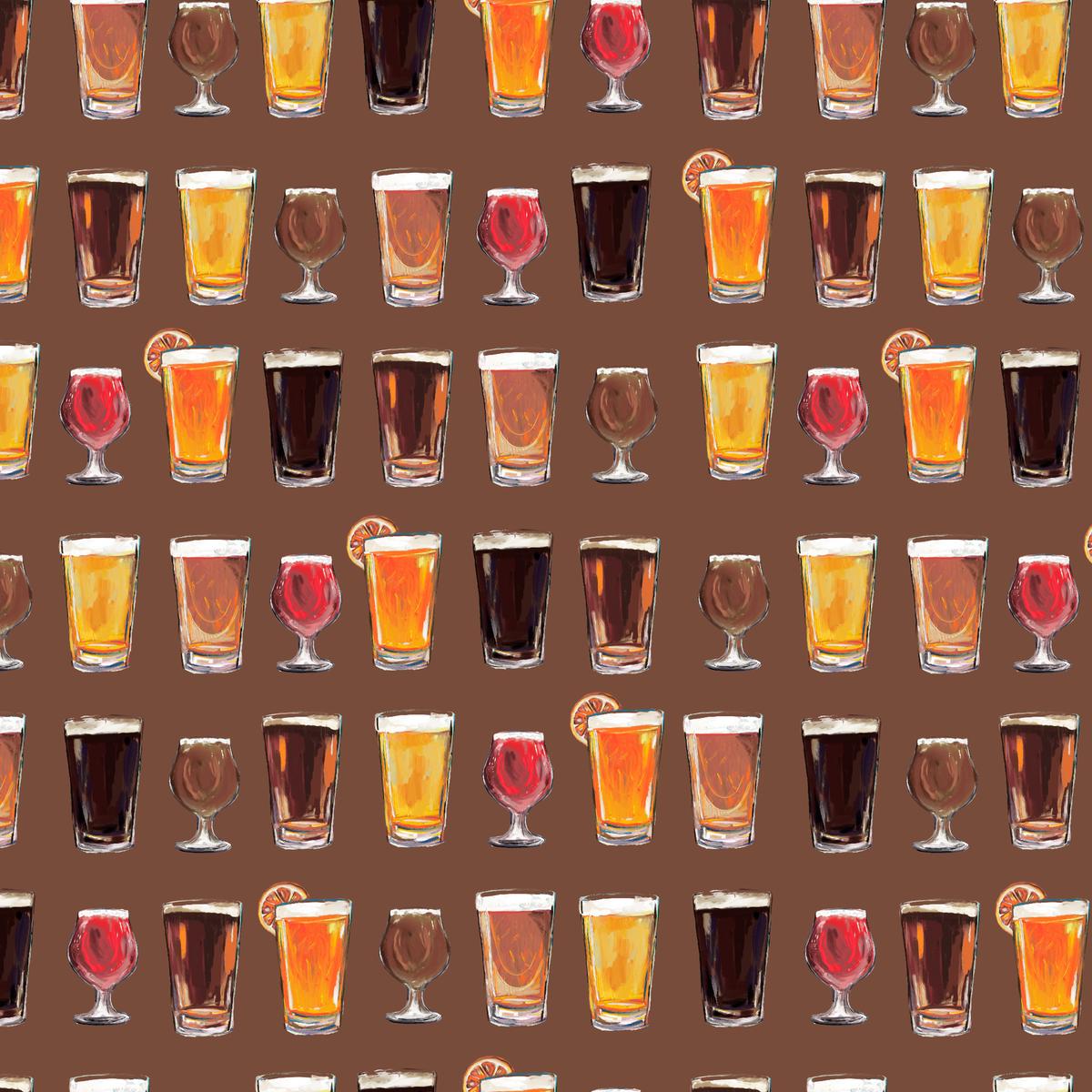 Whiskey Ginger Craft Beer Brown Fabric