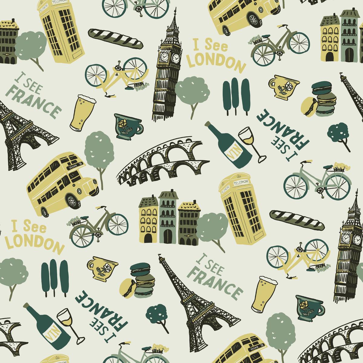 Whiskey Ginger I See London Green Fabric