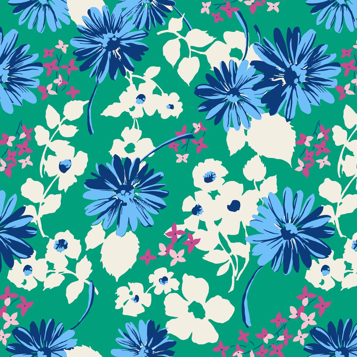 Wildflower Waltz, Green Fabric