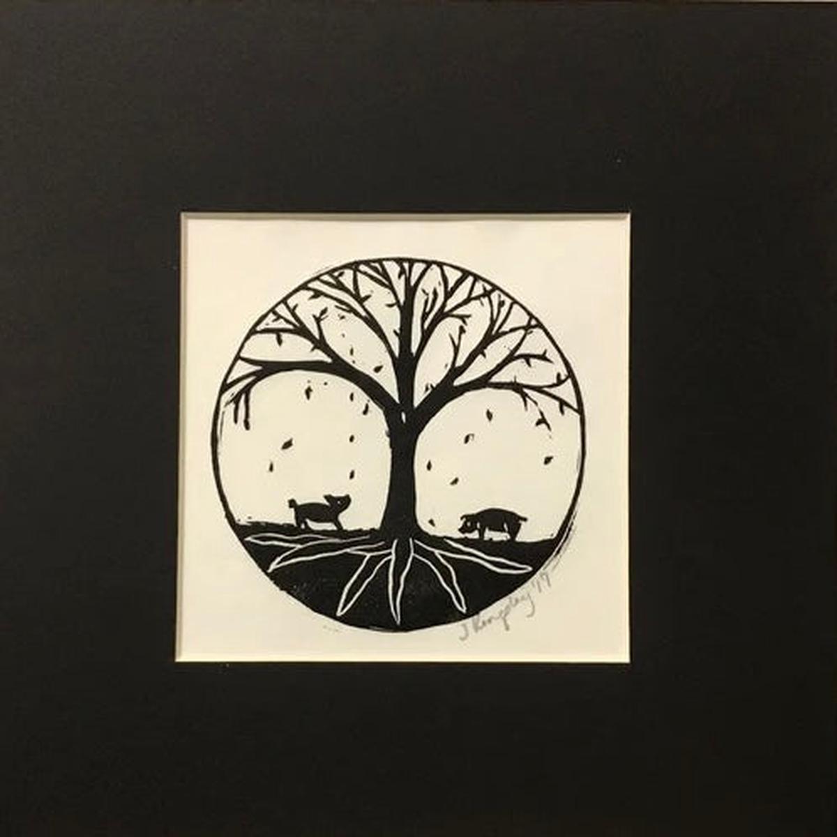 Root Rubber Block Print Matted