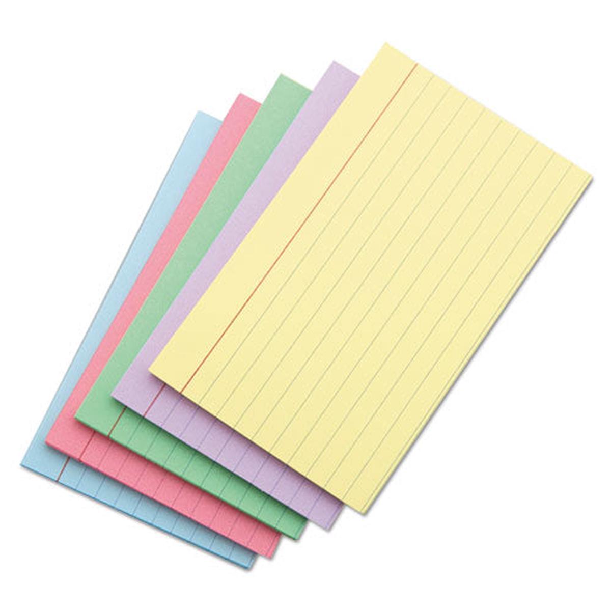 Index Cards, 3 X 5, Blue-violet-green-cherry-canary, 100-pack