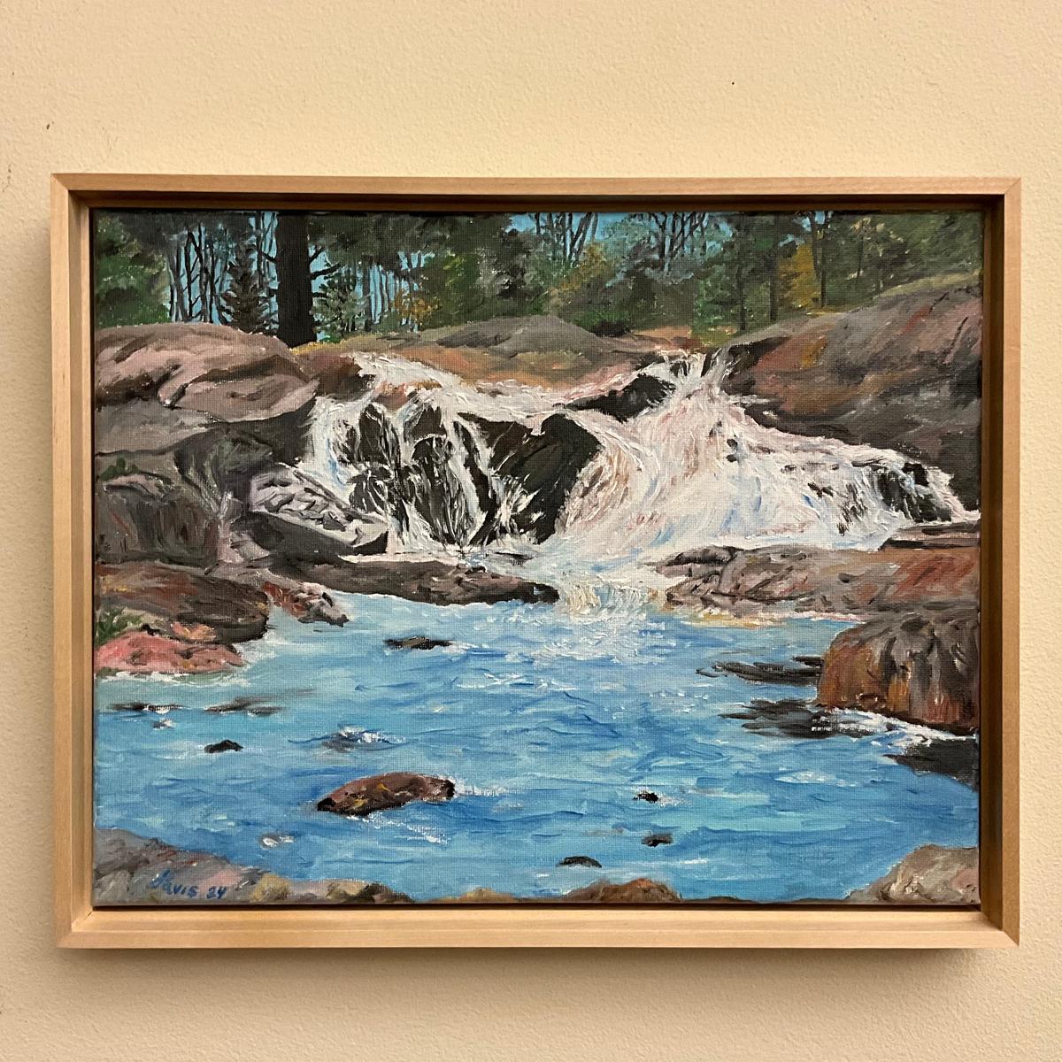 High Falls Original Framed Oil Painting,