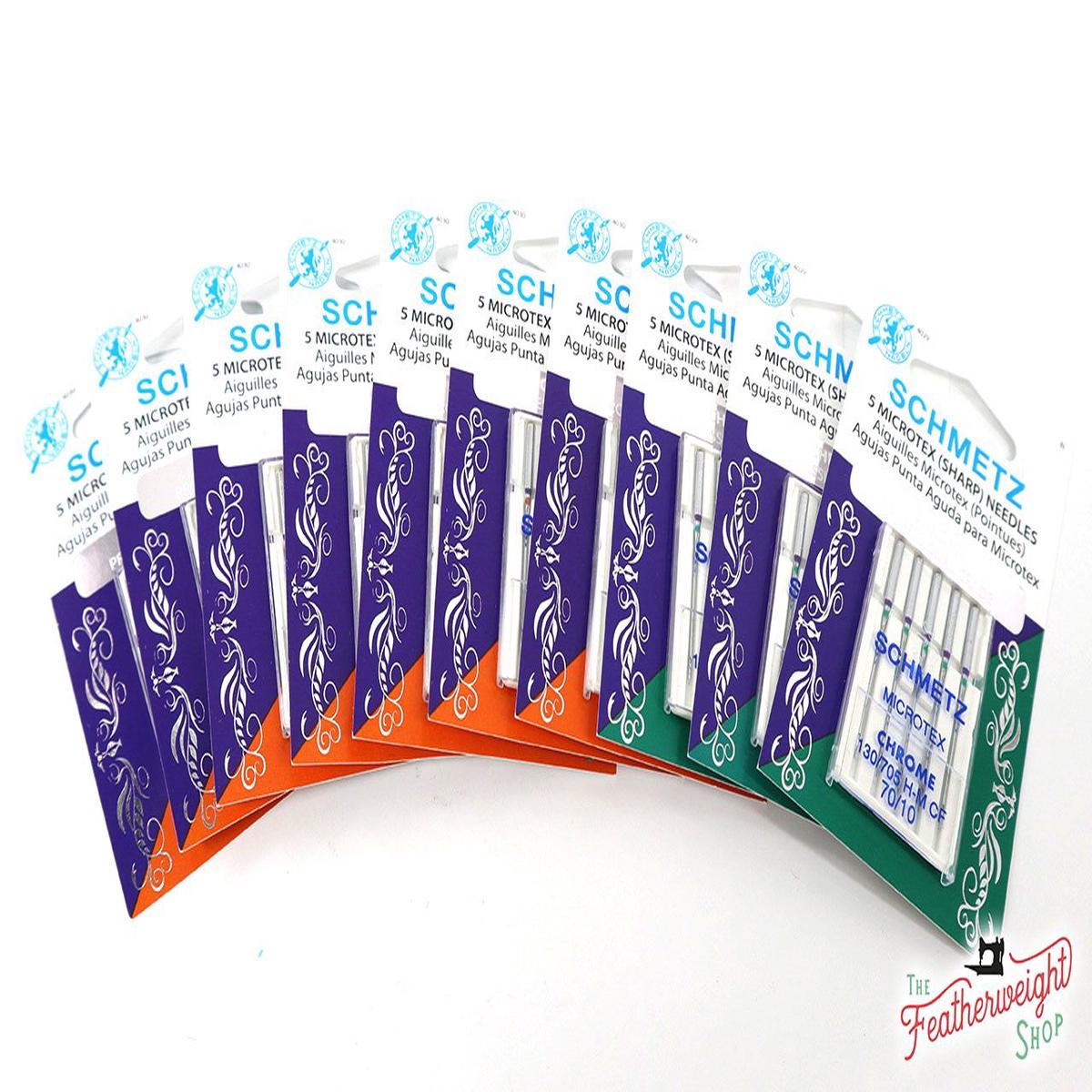 Schmetz Sewing Needles CHROME Sharp Microtex, (10 Combo pks of 5)
