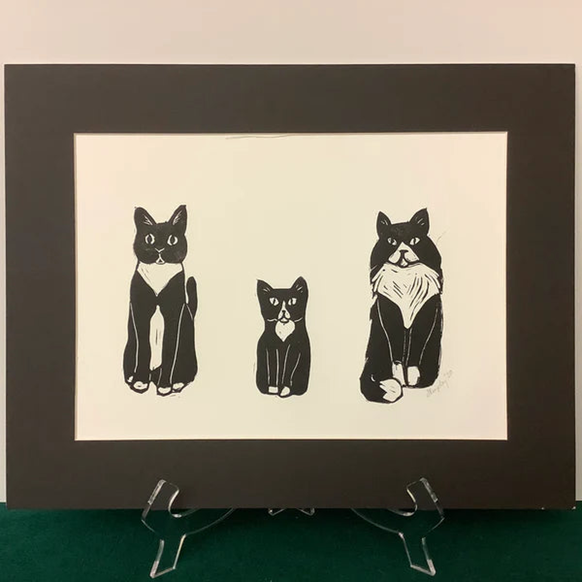 Tuxedo Family Rubber Block Print Matted