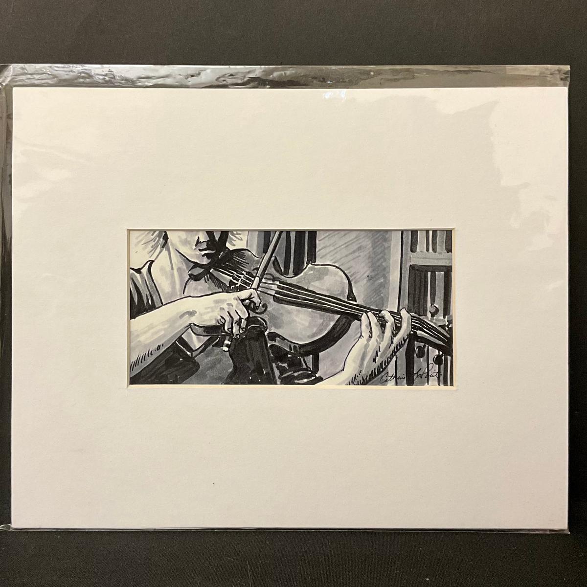 The Fiddler Original Matted Drawing