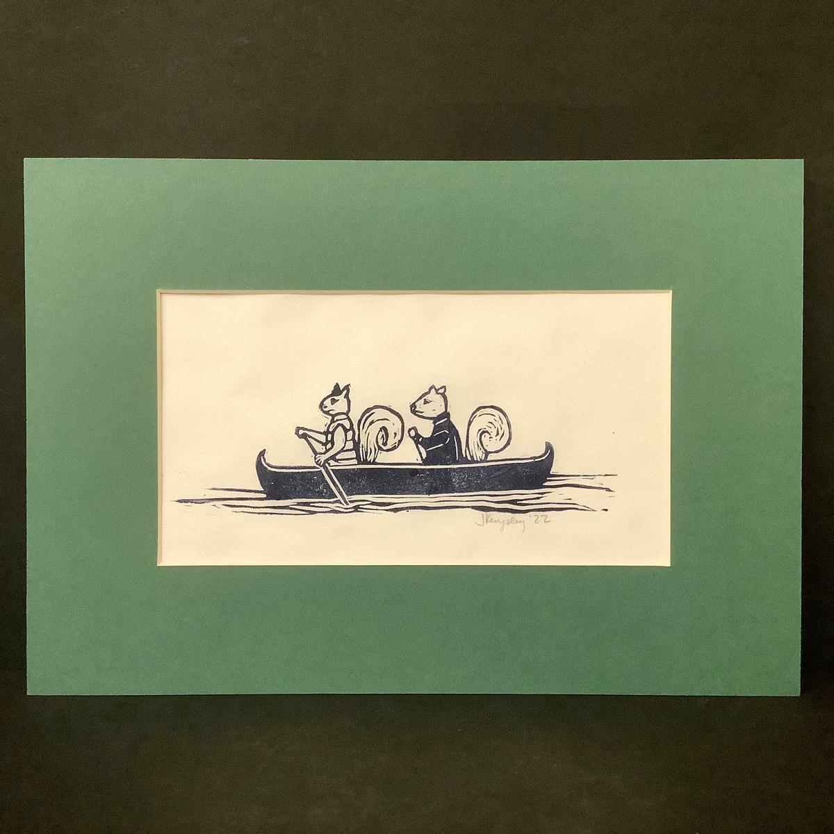 Paddlers Rubber Block Print with Mat