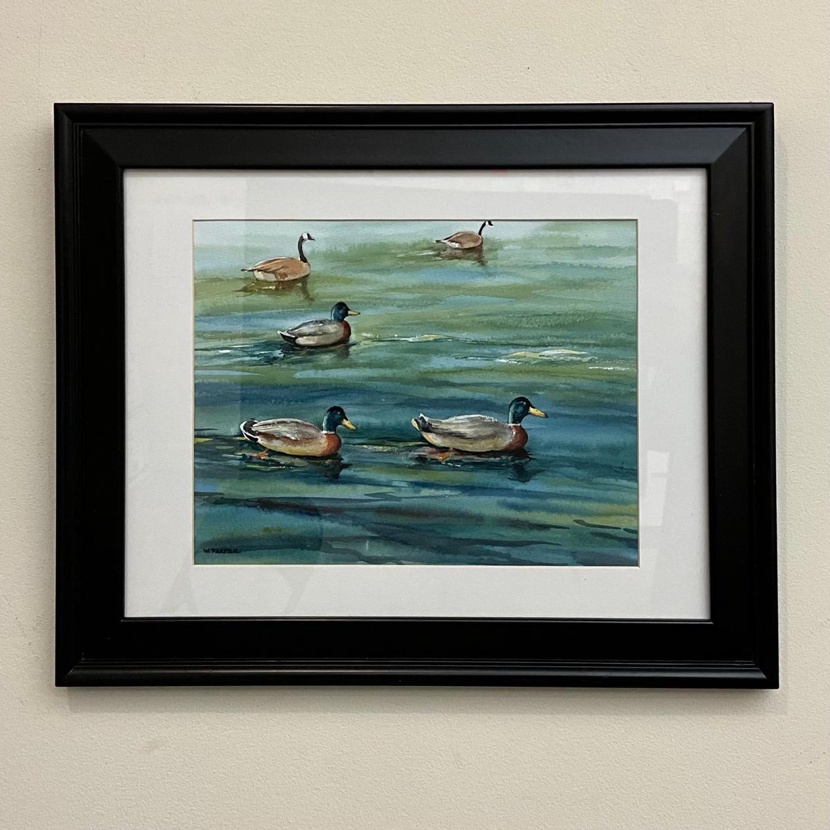 Waterfowl on the St. Lawrence River Original Framed Watercolor