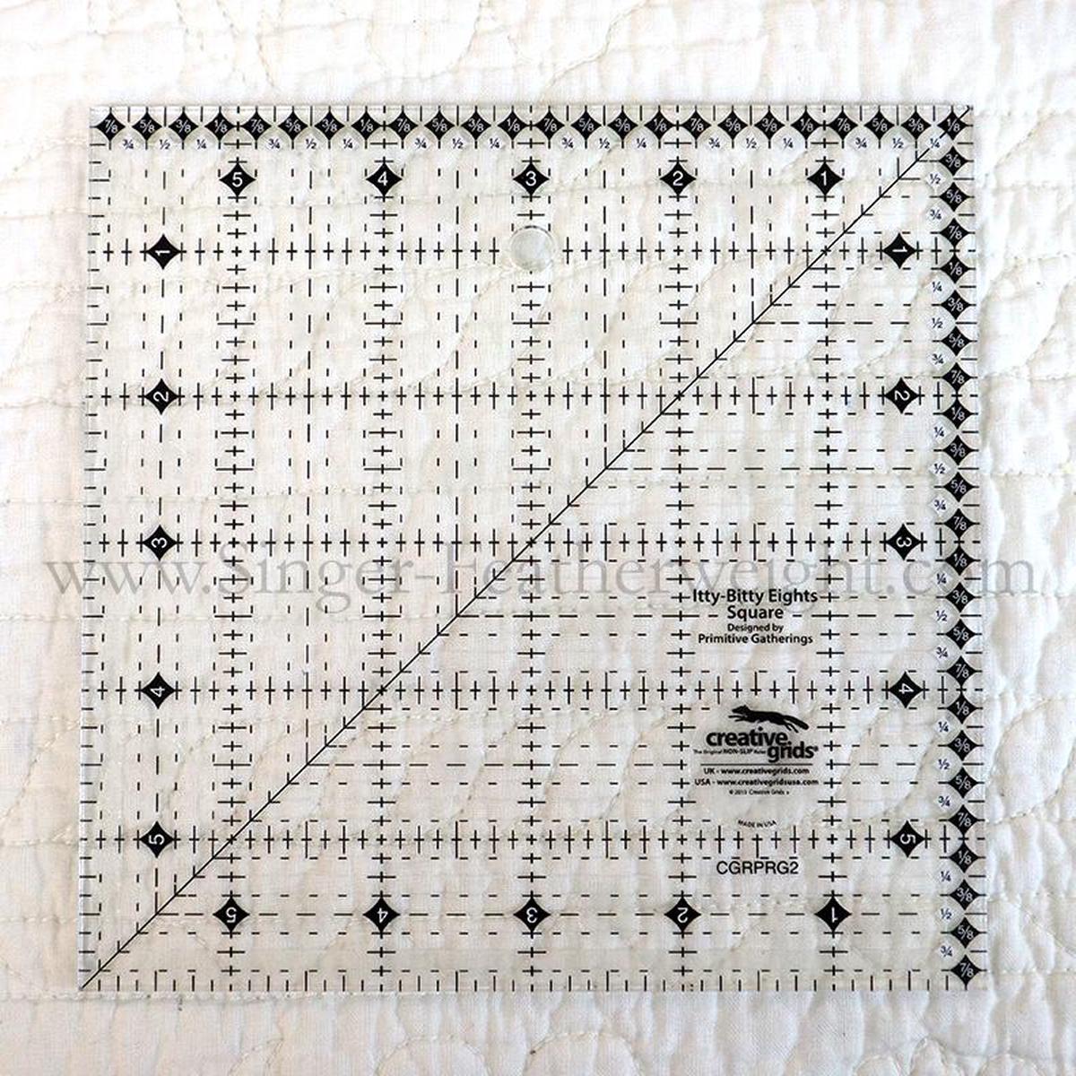 Cutting Ruler, CREATIVE GRIDS Itty-Bitty Eights Square Ruler 6" x 6" (with self-grips)