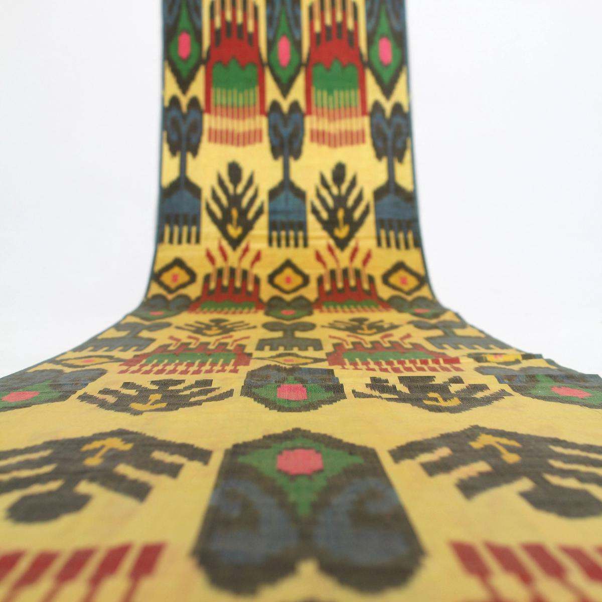 Yellow Silk Ikat Fabric - High Quality Ikat Cloth, Ikat Upholstery Material, Adras Fabric, Ikat Weave Textile, Upholstery Fabric Abstract